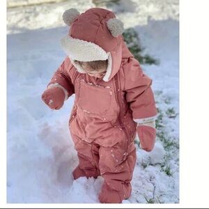 NWT 7Am Enfant Benji Quilted Snowsuit in Rose Dawn Size 6-12 months